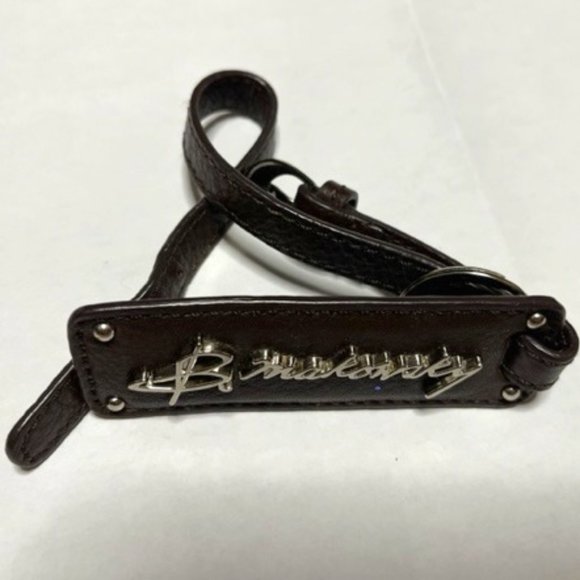 B. Makowsky Silver Metal & Leather Purse Charm Keychain w/Ring Luggage Tag 8.5" - Picture 3 of 14